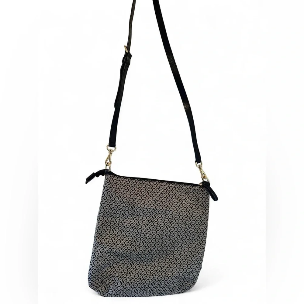 Tommy Hilfiger Crossbody Bag Black White Signature Logo with Adjustable Strap